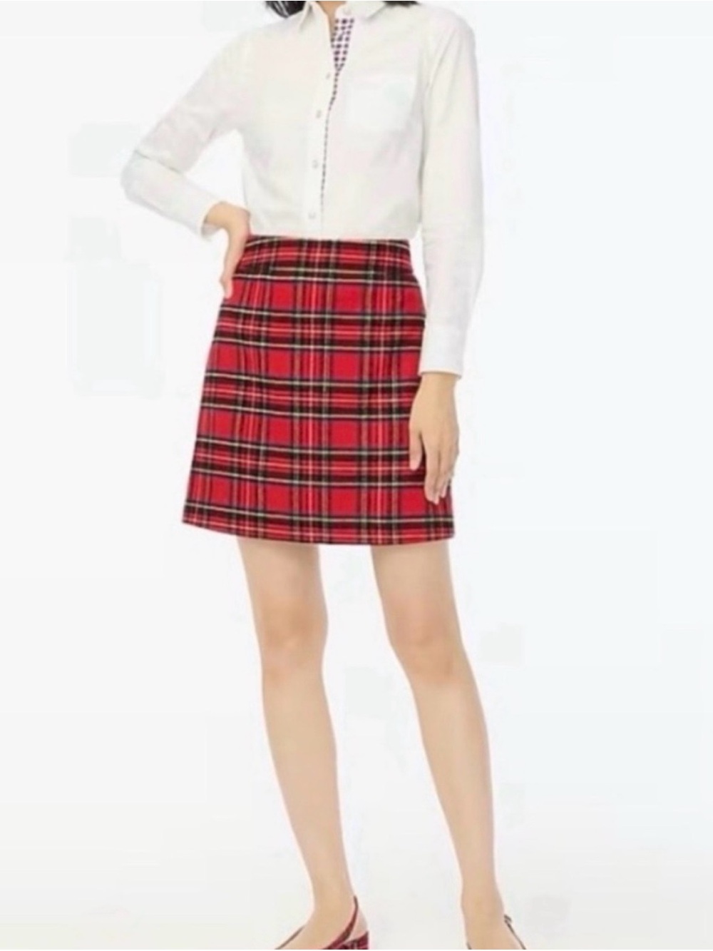 J. Crew Red Plaid Mini Skirt with Black & Yellow Accents